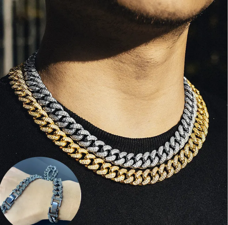 Custom 10Mm Miami Hip Hop Moissanite Gold Cubaanse Link Chain Diamant Vergulde Womens Iced Out Cubaanse Ketting Link kettingen