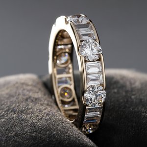 Bague de fiançailles/mariage vintage en or jaune 14 carats avec diamant de culture IGI/GIA, or blanc fin unisexe, pour anniversaire, digne d'une fête - Product Image 1