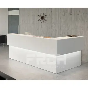 Custom Made Simple Design L Shape White Office Medical Clinic Barber Reception Desk Beauty Salon