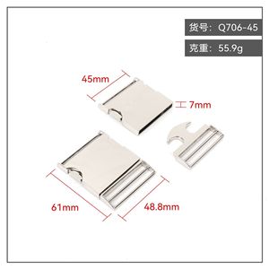 Hebilla de Liberación Lateral de Aleación de Zinc de 45 mm, Plateada, Resistente, para Bolsos - Product Image 4