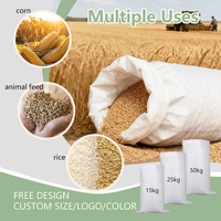 Sac en polypropylène tissé réutilisable blanc de 50 kg, sac d'emballage pour aliments pour animaux, riz, maïs, farine, sucre, ciment et produits chimiques