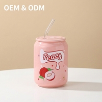 Ensemble de tasses en céramique pour couple avec logo personnalisé, capacité de 300 ml, tasse à paille avec couvercle