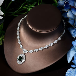 HIBRIDE, pendientes de flores de Zirconia cúbica brillante, collar de desfile, conjuntos de joyería de lujo para novias para mujeres, regalos de boda, bisutería para mujer, bijoux de moda para mujer - Product Image 5