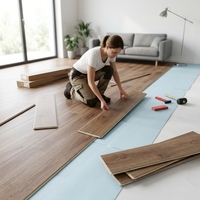 Plancher SPC à clipser, design chinois, en chêne gris, étanche, résistant à l'usure, antidérapant, écologique, ignifuge, à lattes larges, pour cuisine et école