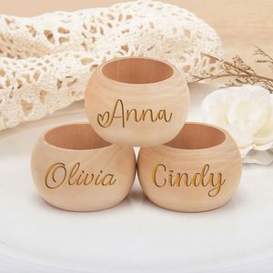 Personalized Wooden <b>Napkin</b> Rings, Custom Name Place Cards <b>Napkin</b> Rings for Wedding Reception, Rustic Table Decor - Product Image 2
