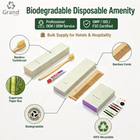 Ensemble d'articles de toilette pour hôtel écologique, emballage personnalisé imprimé, kit dentaire en bambou et savon naturel pour les chambres d'hôtes