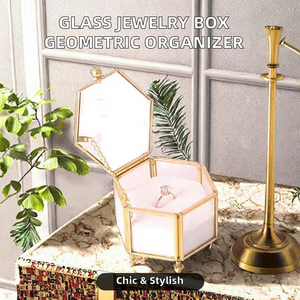Transparent Copper Jewelry <b>Box</b> Ring <b>Box</b> Geometric Jewelry Organizer Holder Tabletop Container Hexagon Clear Copper Jewelry <b>Box</b> - Product Image 2