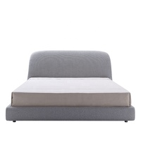Ensemble de chambre à coucher moderne de style nordique, lit rembourré en tissu avec cadre en bois, tailles King et Queen, avec rangement extensible, vente en gros