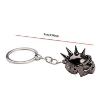 Porte-clés de moto en alliage de zinc, crâne 3D, breloque casque stéréo, pendentif pour clés de voiture