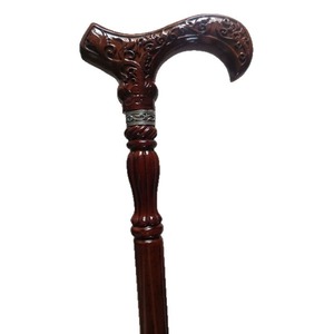 Canne de marche en bois massif Fiage, sculptée en hêtre, pour homme âgé - Product Image 5