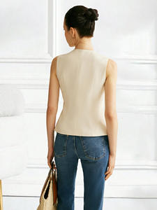 <span class=keywords><strong>Gilet</strong></span> Casual Ecologico da <span class=keywords><strong>Donna</strong></span>, Aderente, con Motivo Uniforme, Decorazione a Bottoni, Collo Tondo Lungo, 100% Poliestere - Product Image 5