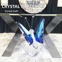 Figurine de papillon volant personnalisée en verre taillé cristal avec des ailes colorées, base de boule, décorations de table, thème animal