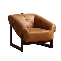 Canapé en cuir huilé importé d'Italie, style moderne du milieu du siècle, fauteuil inclinable en cuir véritable, chaise décontractée de designer, chaise Cigar