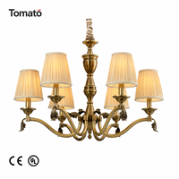 Lustre en laiton antique à 6-12 lumières, hauteur réglable, abat-jour, douille E14, certifié CE/ économie d'énergie pour salon, hôtel