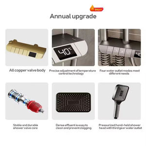 ชุดฝักบัวอาบน้ำติดผนังแบบดิจิตอล ดีไซน์ทันสมัย ปี 2025 ผลิตจากทองเหลือง พร้อมหัวฝักบัวแบบเรนชาวเวอร์ ผิวเซรามิกขัดเงา - Product Image 4