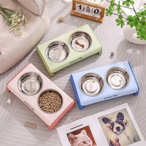 Youcheng Pet Bowls Double Stainless Steel Feeding And Drinking Set For <b>Cats</b> Dogs Anti Tipping Elevated <b>Feeder</b> - Product Image 1
