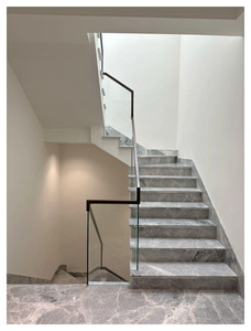 Tùy chỉnh đá cẩm thạch tự nhiên tùy chỉnh bảng lớn đá nhà biệt thự cầu thang sảnh khách sạn gạch ốp tường đánh bóng đá cẩm thạch màu xám - Product Image 5