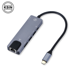 5-en-1 <span class=keywords><strong>USB</strong></span> <span class=keywords><strong>C</strong></span> adaptador de red tipo <span class=keywords><strong>C</strong></span> adaptador <span class=keywords><strong>multipuerto</strong></span> con salida HDMI 4k RJ45 gigabit Ethernet 2USB - Product Image 2