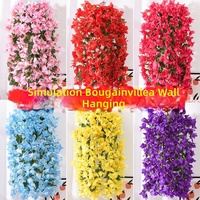 Keranjang Gantung Dinding Bunga Bougainvillea Sutra Buatan, Bunga Artifisial untuk Dekorasi Dalam/Luar Ruangan, Lanskap Hotel, Wisuda