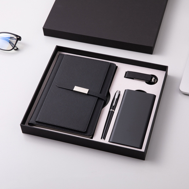A5 Notebook Multi-function Mobile Wireless Charger Business Meeting Corporate Gift Box Set Custom logo Luxury Notebook Gift Set