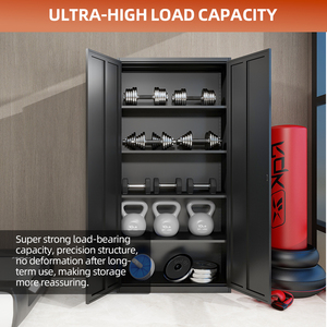 فولاذ معدني بأبواب قابلة للقفل وأسود قابل للتعديل للمنزل والمدرسة والمكتب والجراج - Product Image 4