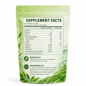 Fibra Dietética de Alta Calidad, Té Verde Matcha Orgánico Puro en Polvo, Antioxidante, Refuerzo Inmunológico, Empaque Personalizable, 5g por Porción - Product Image 4