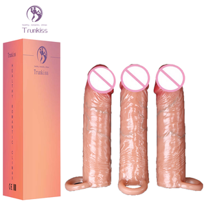 Wearable Dildo Kondom Adult Produkte Adult Toys Realistische Silikon Penis vergrößerung für männliche Verzögerung Sexspielzeug Dildo Kondom - Product Image 1