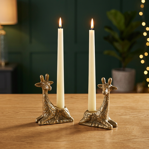 Bougeoir en métal girafe en laiton AK en or fini antique ensemble de 2 supports uniques pour décor d'hôtel/décor à la maison - Product Image 1