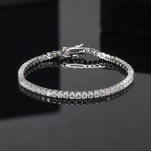 Bracciale Tennis a Catena in Argento Sterling di Alta Qualità Stile Hip Hop con <span class=keywords><strong>Moissanite</strong></span> che Supera il Tester per Diamanti - Product Image 1