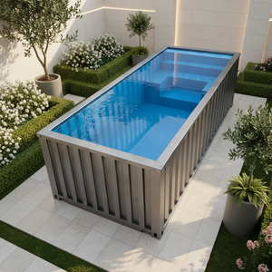 Piscine familiale hors sol <span class=keywords><strong>en</strong></span> <span class=keywords><strong>fibre</strong></span> <span class=keywords><strong>de</strong></span> verre à surface rigide, piscines à débordement pour patios, piscine conteneur avec fenêtre <span class=keywords><strong>en</strong></span> acrylique à vendre - Product Image 4