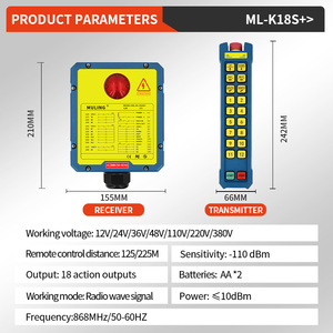 ML-K18S+ 2T&1R ชุดควบคุมวิทยุไร้สายอัจฉริยะสำหรับเครนไฮดรอลิก สำหรับเครนยกของเหนือศีรษะ - Product Image 4