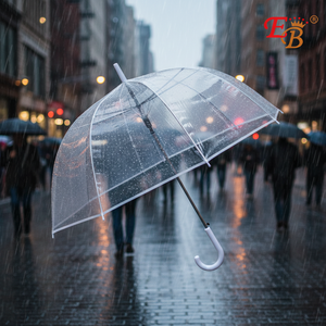 Parapluie à ouverture automatique transparent et transparent de 32 pouces, 48 pièces/CS, design de dessin animé décontracté, parapluie droit inversé, logo personnalisable - Product Image 3