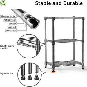 Depo depolama 3 katmanlı yardımcı raf ünitesi çelik banyo mutfak kitap rafı Estante tel <span class=keywords><strong>Metal</strong></span> depolama rafı raflar - Product Image 3
