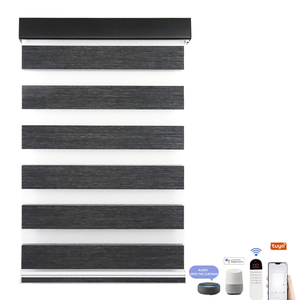 Persiana enrollable de cebra motorizada, precio asequible, persianas <span class=keywords><strong>enrollables</strong></span> de cebra para ventana de oficina, persianas de cebra de doble capa - Product Image 1