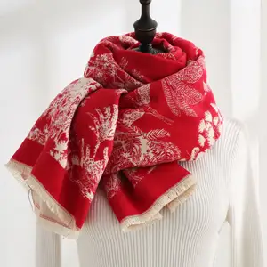2023 Women's Classic Red Plaid Blanket Winter Warm Cozy Tartan Wrap Oversized Shawl Cape Christmas Scarf