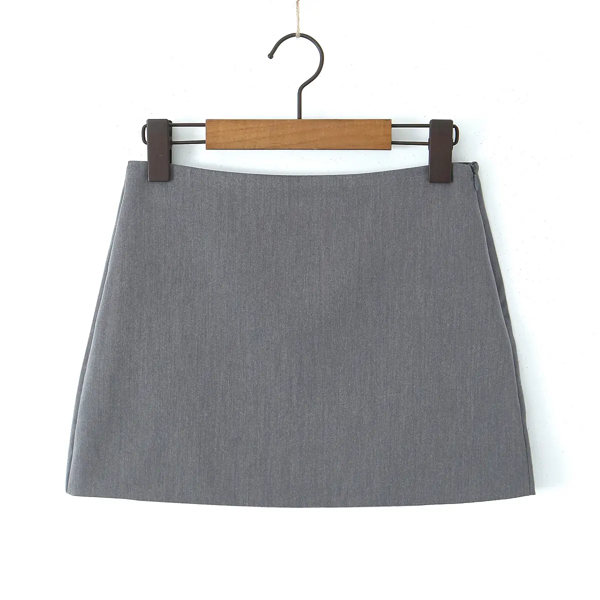Cor cinza moda design zipper fly sexy algodão curto mini envoltório saias para as mulheres