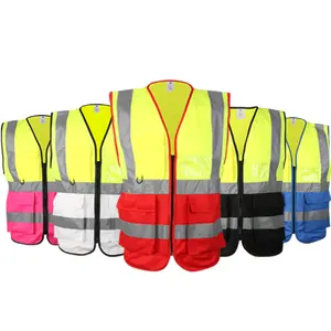 Custom chalecos de seguridad hi viz high visibility reflective safety vest with pocket