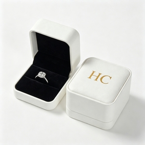 Handcrafted Leather <b>Ring</b> <b>Box</b> Wholesale Luxury Square Jewelry Packaging Gift Case Supplier for High End Jewelry Shop Branding - Product Image 1