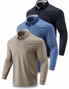 Chemise à manches longues pour homme en polyester tricoté brodé anti-rides, imprimé, coupe classique - Product Image 1