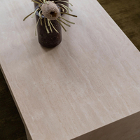 Table basse rectangulaire multifonctionnelle en marbre travertin Cammy Stone, style Wabi-Sabi moderne, pour salon, villa, hôtel, décoration