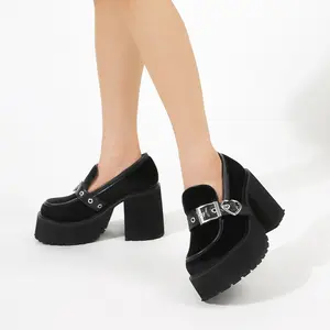 새로운 패션 여성 발목 부츠 패션 높은 플랫폼 모양의 하이힐 부츠 Chunky 힐 지퍼 디자이너 신발 44 플랫폼 신발 여성 신발