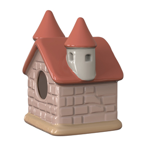 Groothandel Mode Feeëntuin Keramische Vogelhuisjes Kasteelvorm OEM ODM Milieuvriendelijk Alle Seizoenen Buiten Nestkast Decoratief - Product Image 3