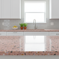 Dalles de terrazzo ultra-brillantes, plaques de pierre artificielle durables, design moderne pour le revêtement de sol et les revêtements muraux des halls d'hôtels