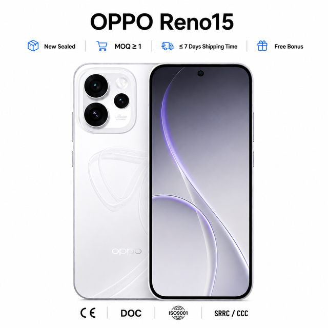 OPPO Reno15 5G Smartphone Snapdragon 7 Gen 4 12GB 512GB 6.59" 120Hz OLED Display 50MP Portrait Camera Wholesale Mobile Phone