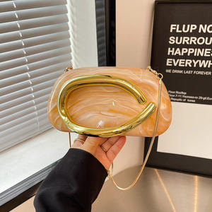 Bolso elegante con forma única para mujer, bolso de mano con asa metálica para <span class=keywords><strong>fiesta</strong></span>, bolso de hombro con cadena, <span class=keywords><strong>bolsos</strong></span> de noche elegantes para <span class=keywords><strong>fiesta</strong></span> - Product Image 6