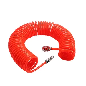 Tubo neumático de PU, tubo de bobina de resorte de poliuretano de poliéster Pu, tubo de manguera de aire de Pu Flexible en espiral con acoplador rápido