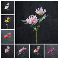 G-1209-2-1 Vente en gros de fleurs de chrysanthème artificielles réalistes à grande tête, chrysanthèmes blancs doux pour la décoration de mariage