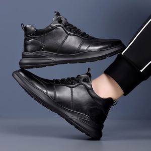 Zapatos Casuales de Hombre Blancos a la Moda, Zapatillas de Piel con Cordones para Uso Diario - Product Image 4