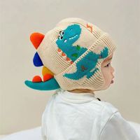 Chapeau en laine tricotée mignon et adorable en forme de dinosaure pour enfants, chapeau d'hiver chaud et extra-épais, coupe-vent et protège-oreilles pour garçons et filles
