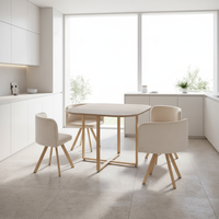 Ensemble de table à manger moderne de luxe en métal avec 4 chaises et plateau en verre, mobilier de salon